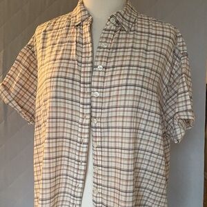The GREAT - Lightweight Short Sleeved Plaid - Button-Up - Size 0/XS